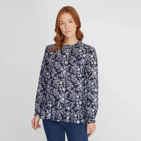 Meadow Print Dobby and Frill Blouse