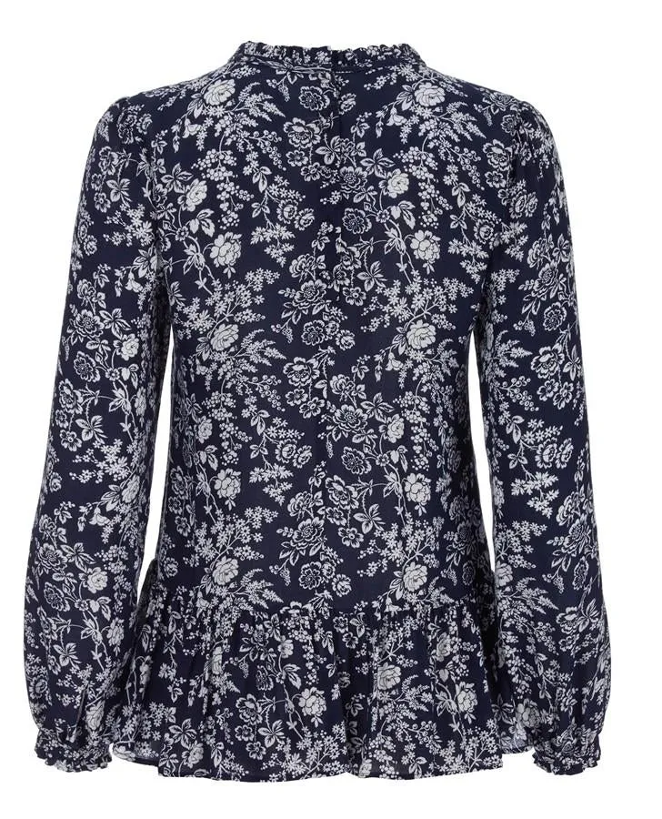 Meadow Print Dobby and Frill Blouse