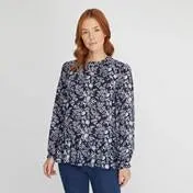Meadow Print Dobby and Frill Blouse
