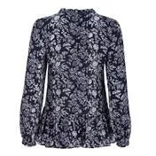 Meadow Print Dobby and Frill Blouse