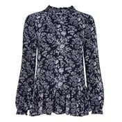Meadow Print Dobby and Frill Blouse