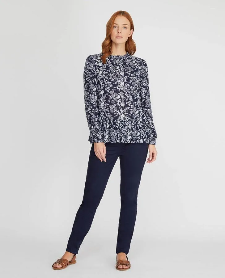 Meadow Print Dobby and Frill Blouse