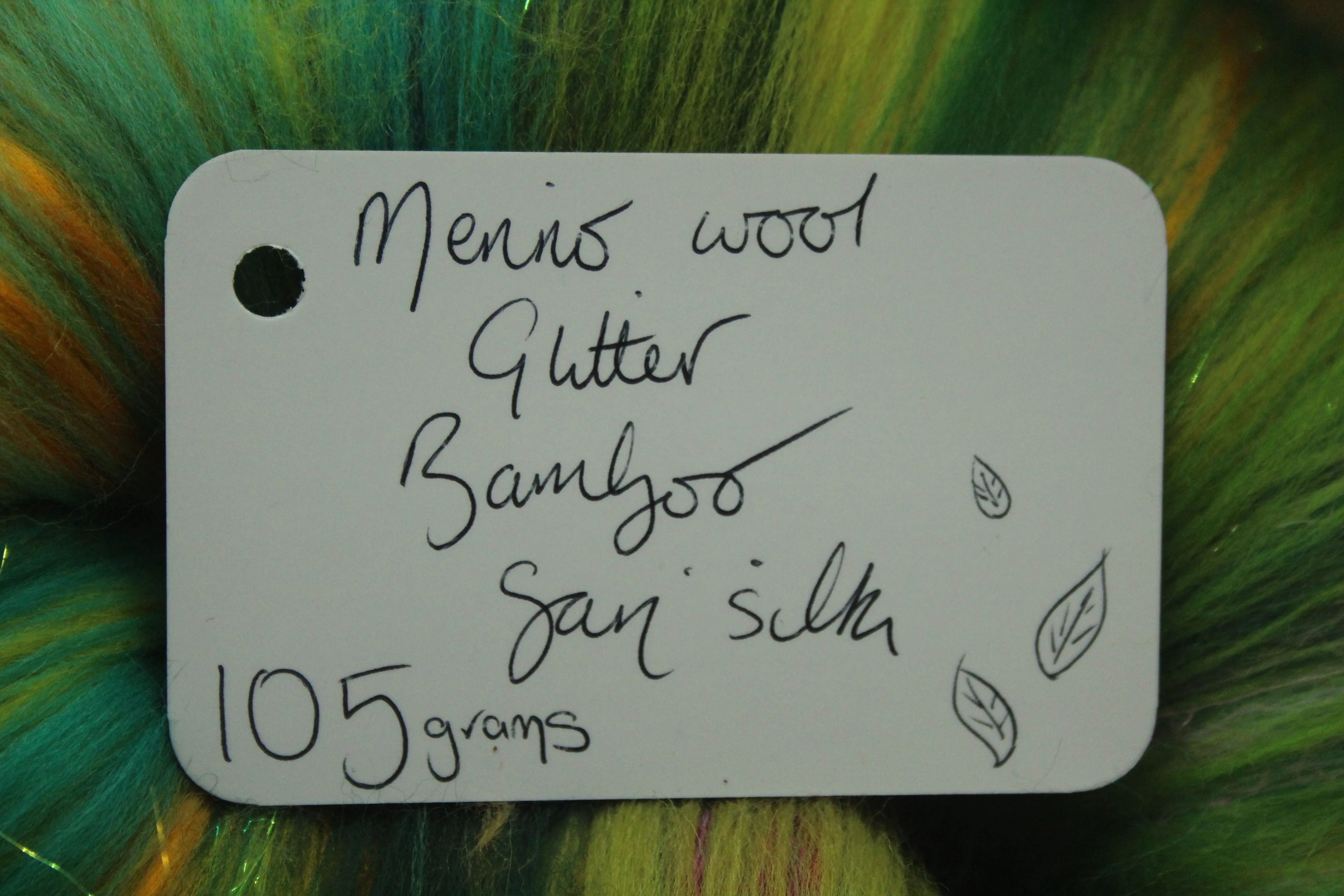 Merino Art Batt  - Green - 105 grams 3.7 oz - Wool for felting, spinning and weaving