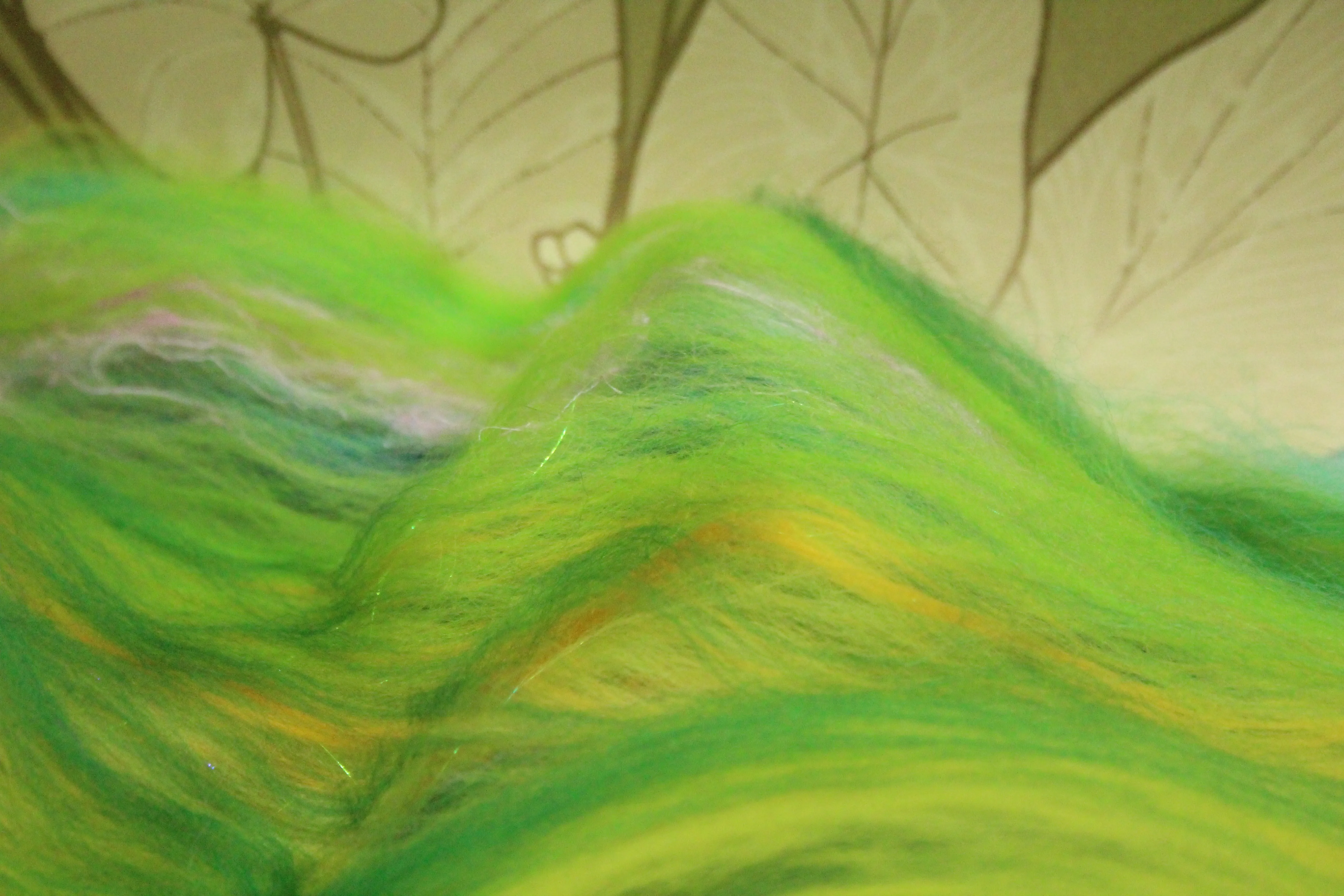 Merino Art Batt  - Green - 105 grams 3.7 oz - Wool for felting, spinning and weaving
