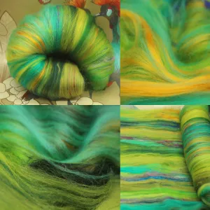 Merino Art Batt  - Green - 105 grams 3.7 oz - Wool for felting, spinning and weaving