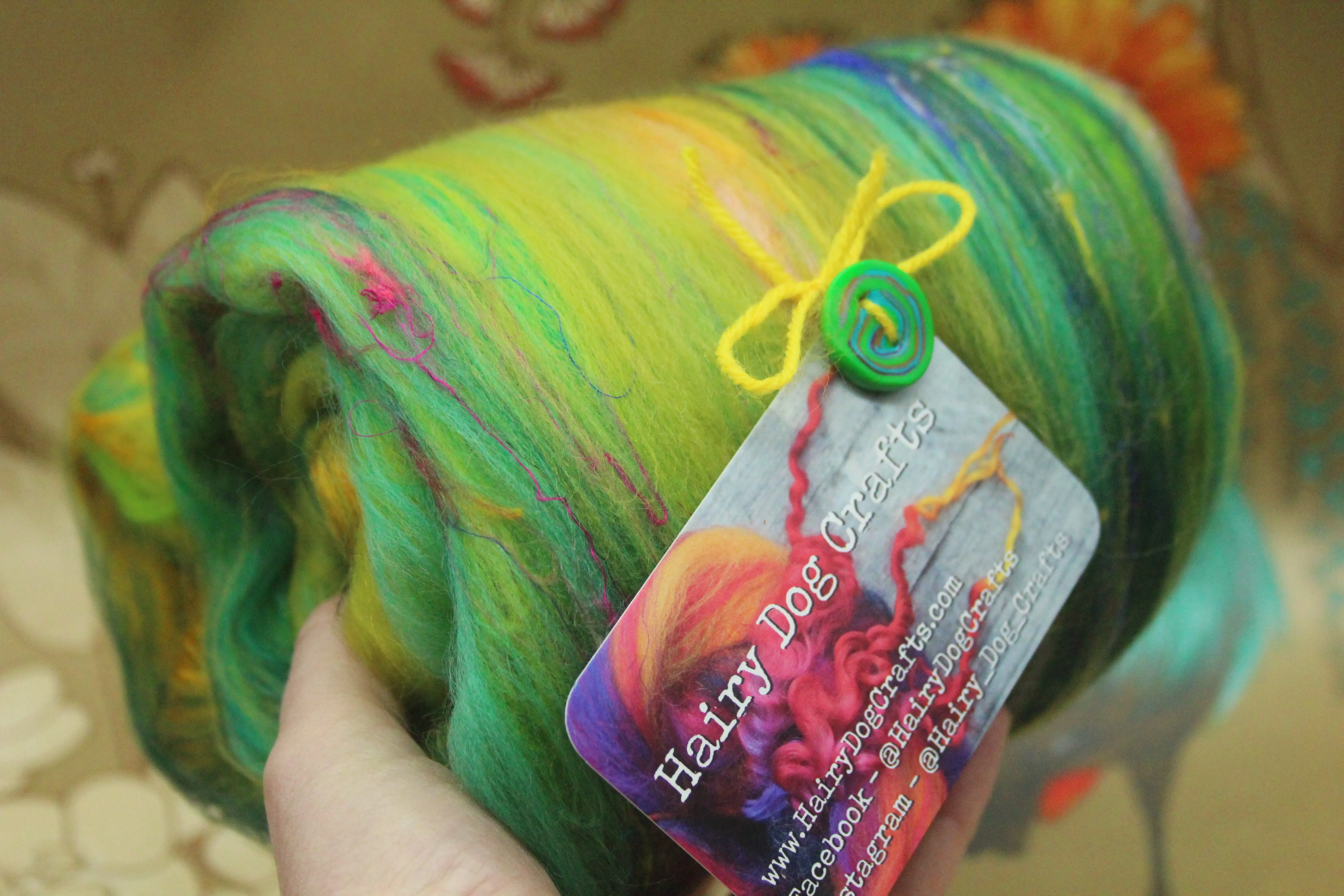 Merino Art Batt  - Green - 105 grams 3.7 oz - Wool for felting, spinning and weaving