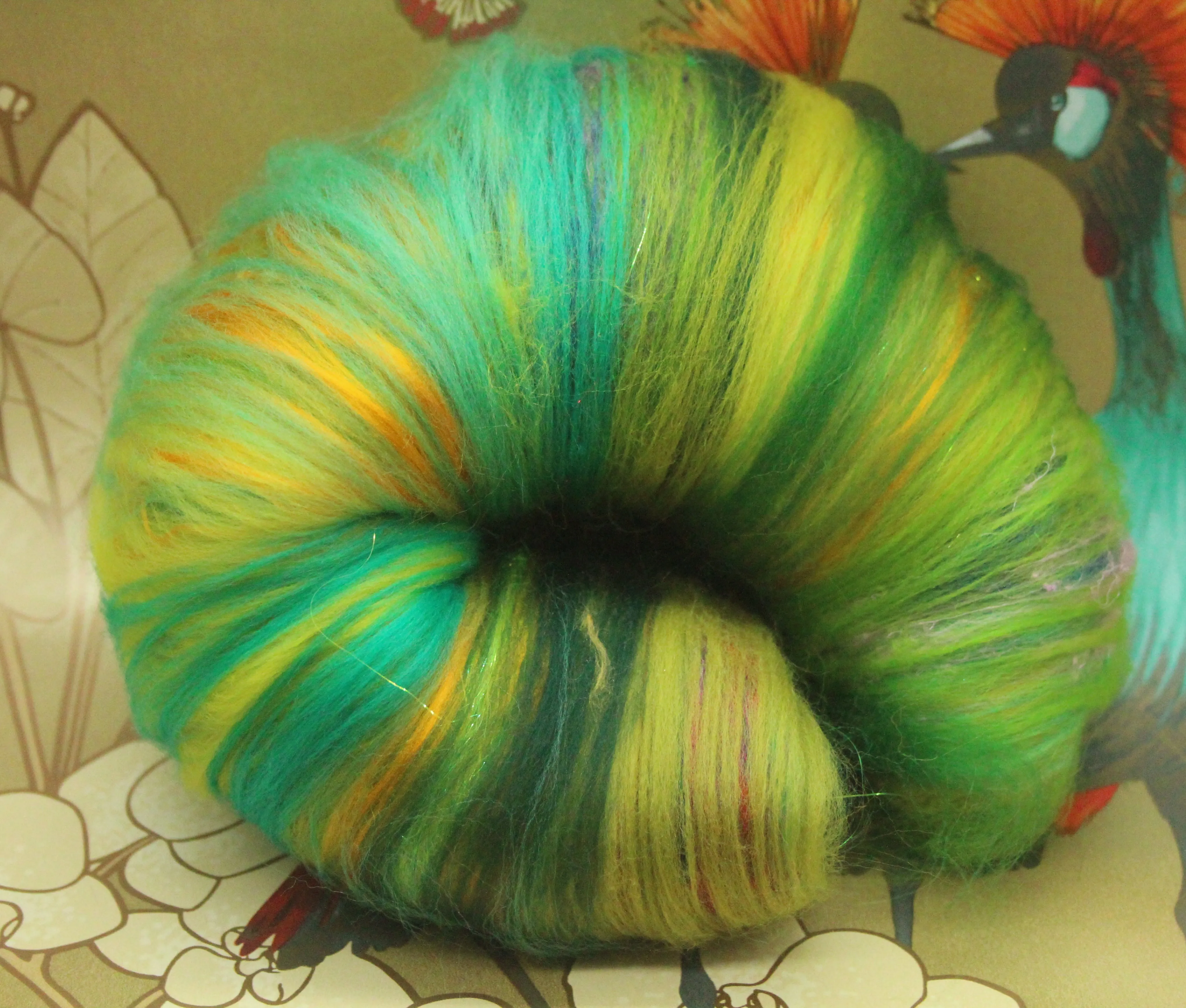Merino Art Batt  - Green - 105 grams 3.7 oz - Wool for felting, spinning and weaving