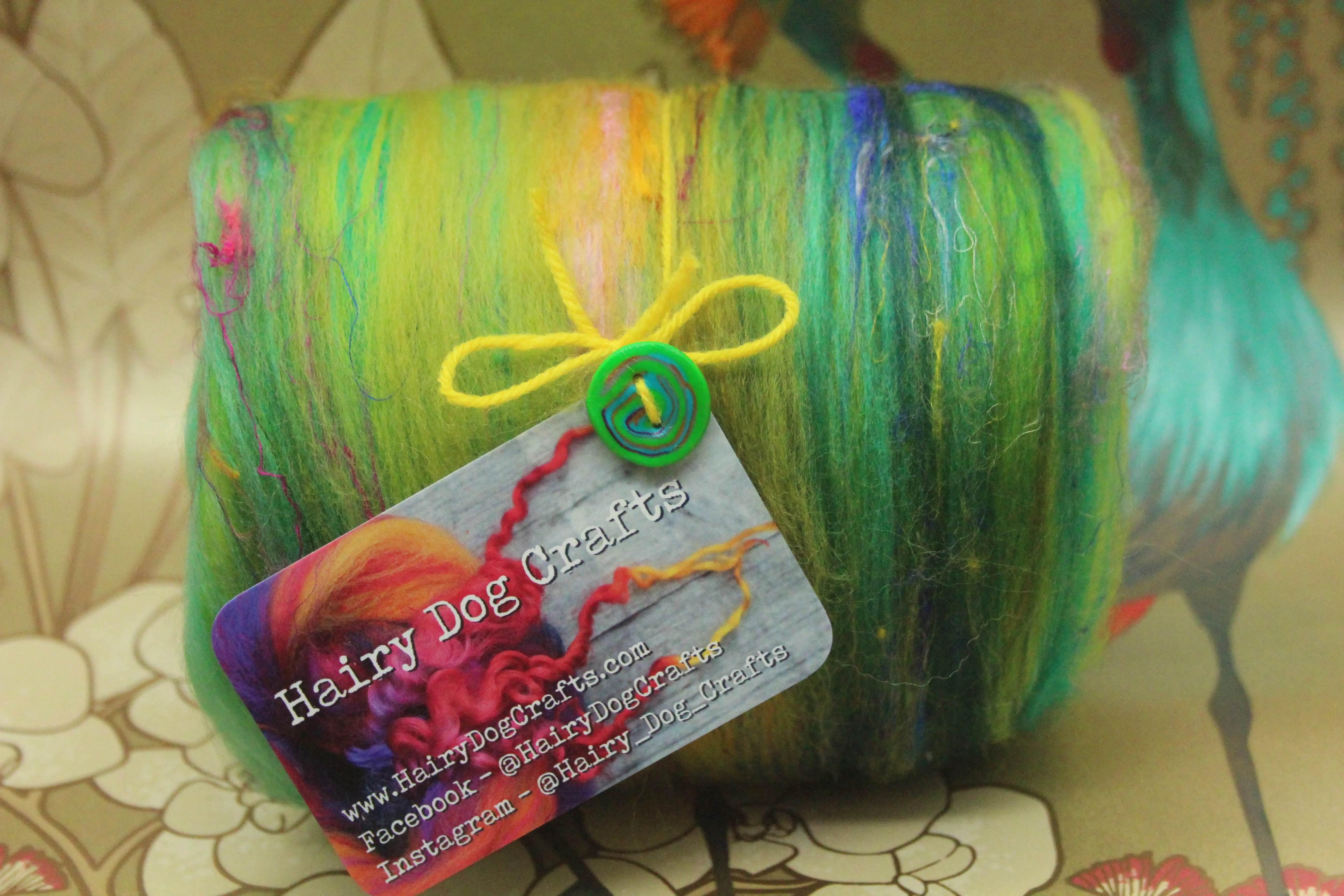 Merino Art Batt  - Green - 105 grams 3.7 oz - Wool for felting, spinning and weaving