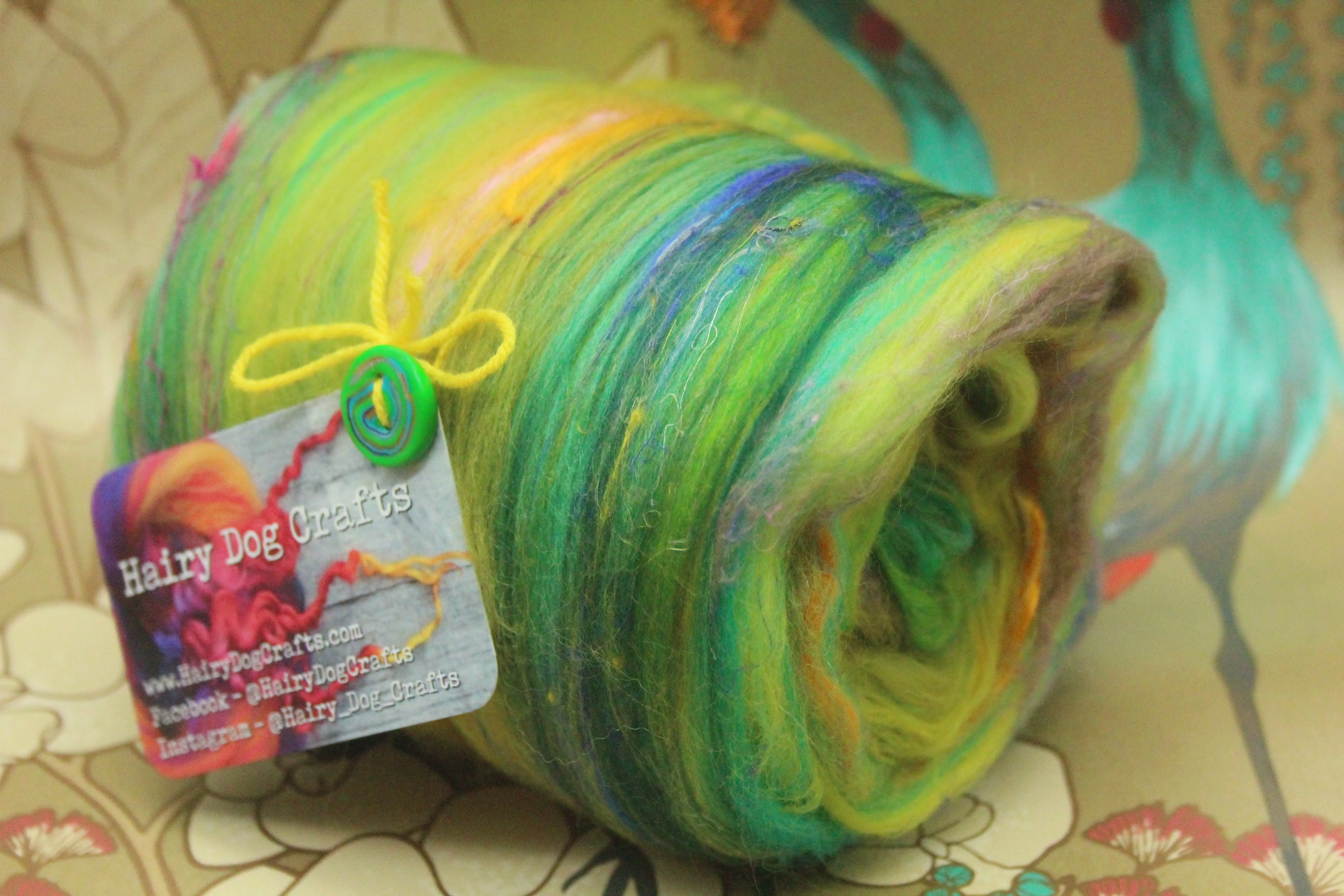 Merino Art Batt  - Green - 105 grams 3.7 oz - Wool for felting, spinning and weaving