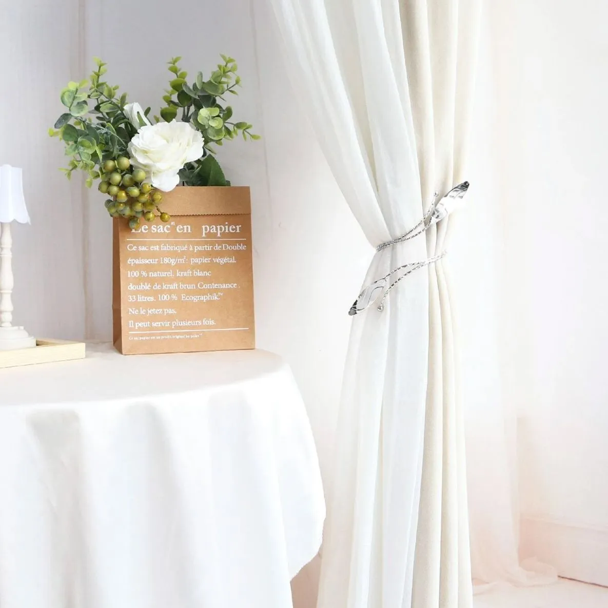 Metal Shapeless Silver Curtain Holder Pair