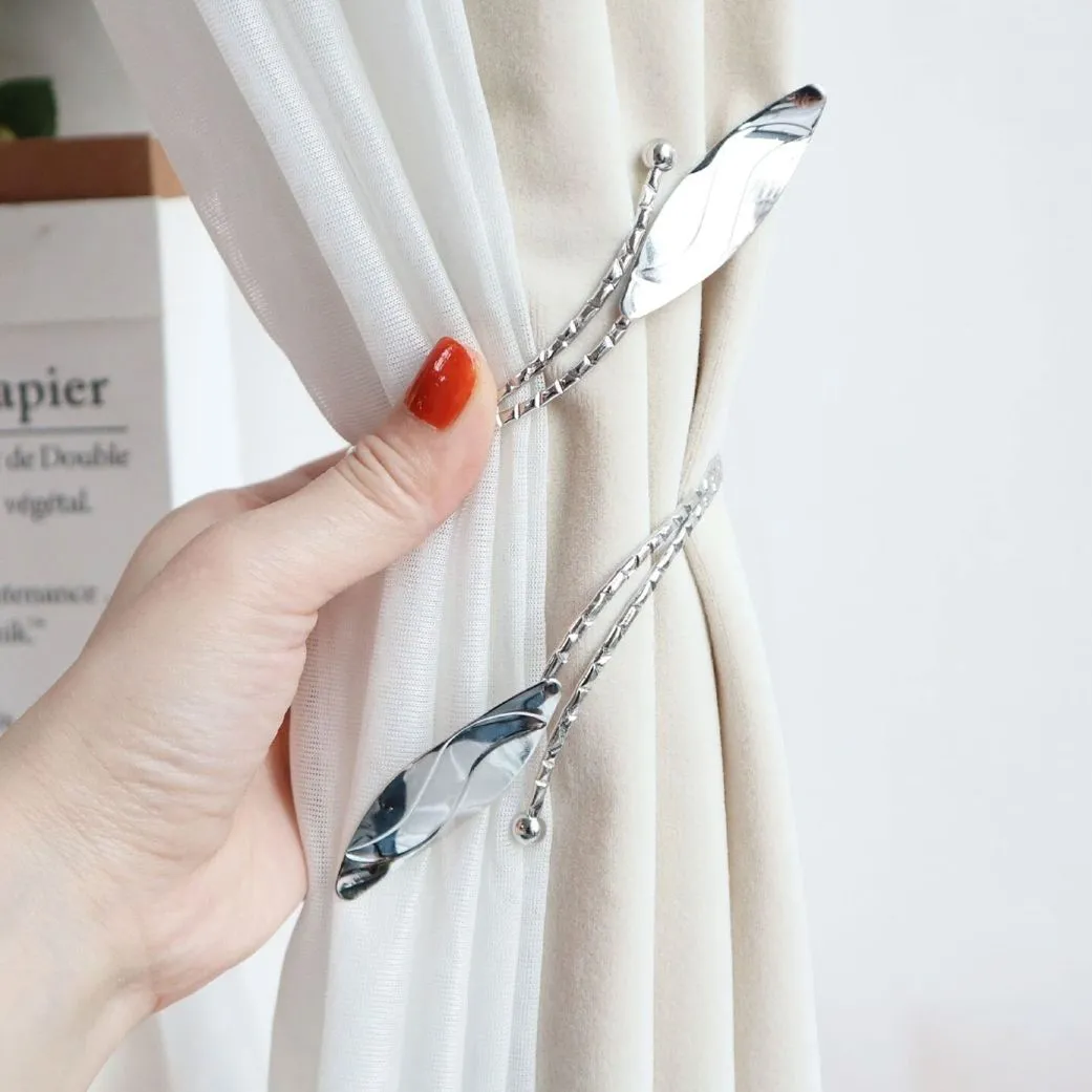 Metal Shapeless Silver Curtain Holder Pair