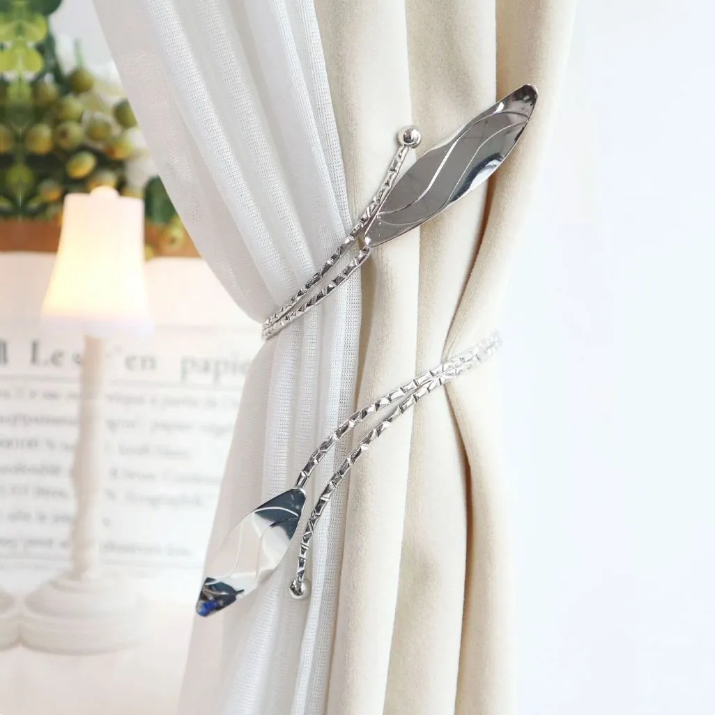 Metal Shapeless Silver Curtain Holder Pair