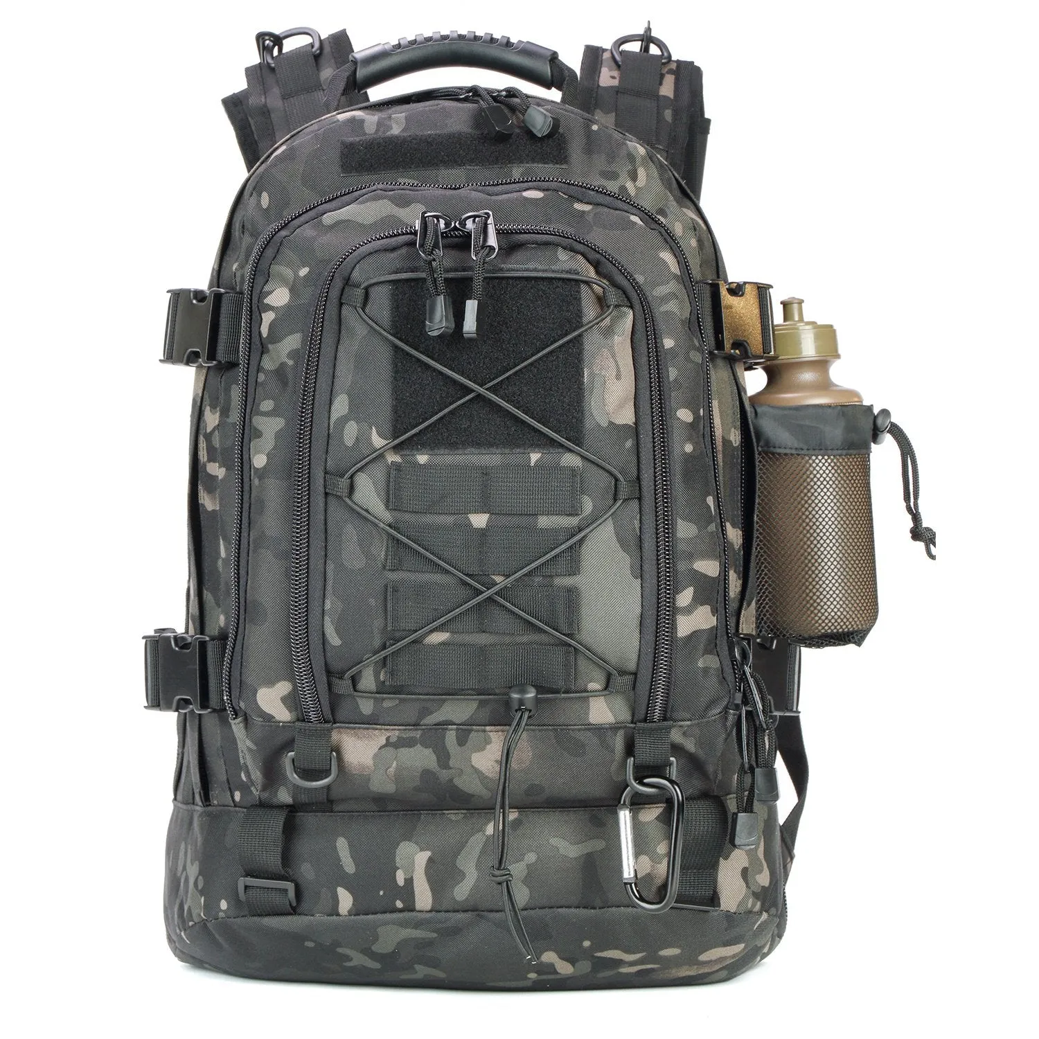 Military Expandable Travel Backpack Tactical Waterproof Work Backpack for Men(black-multicam)