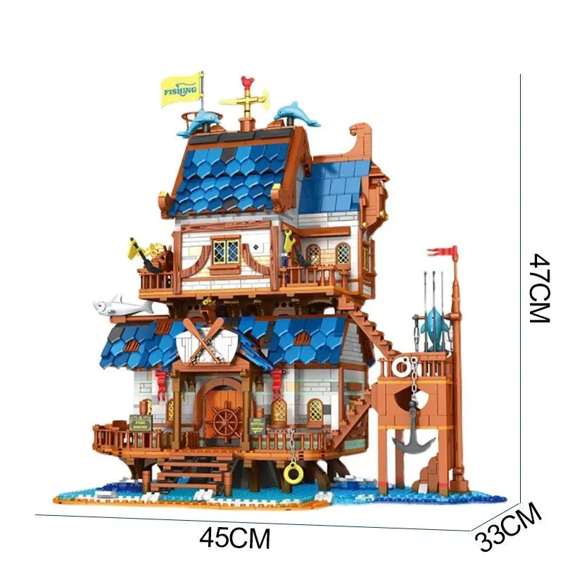 MOC Creator Expert Medieval Town Fishing Store Bricks Toy 66007