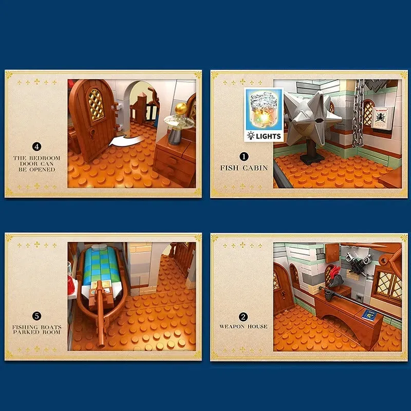 MOC Creator Expert Medieval Town Fishing Store Bricks Toy 66007