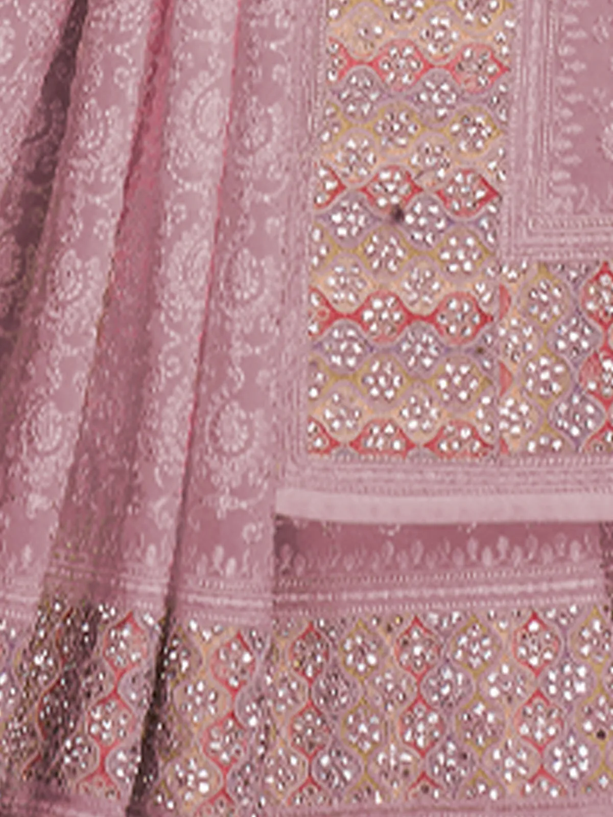 Modren Pink Georgette Embroidered Saree With Unstitched Blouse