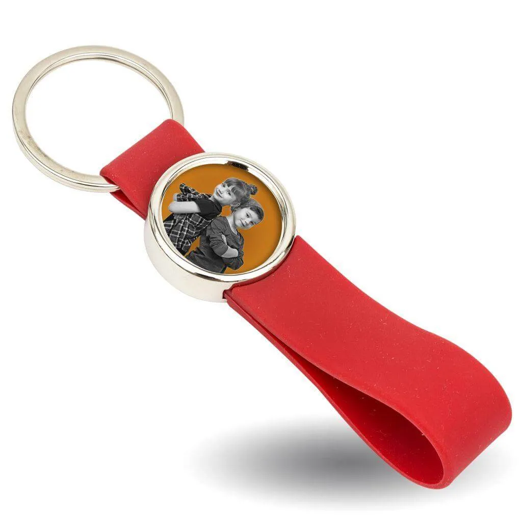MR25 Blank Metal Photo Keyring With Silicone Loop - Insert Size 25mm - Pack of 10