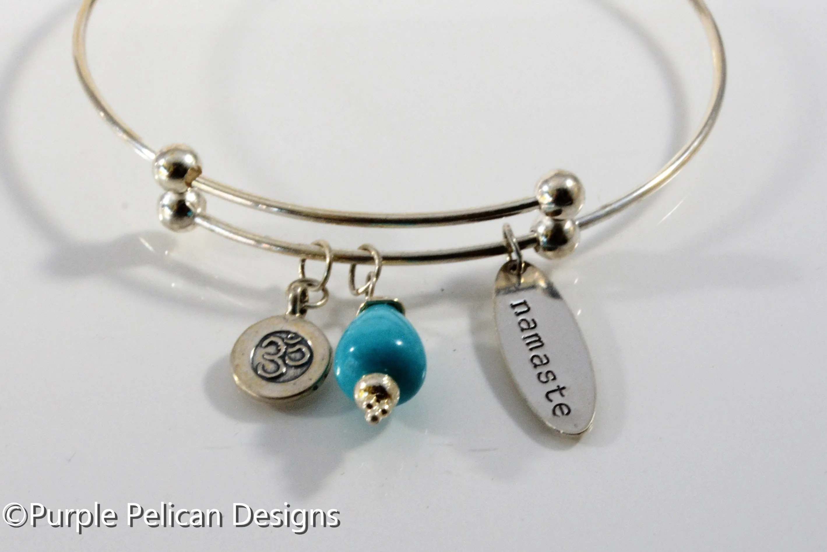 Namaste Sterling Silver Expandable Bangle