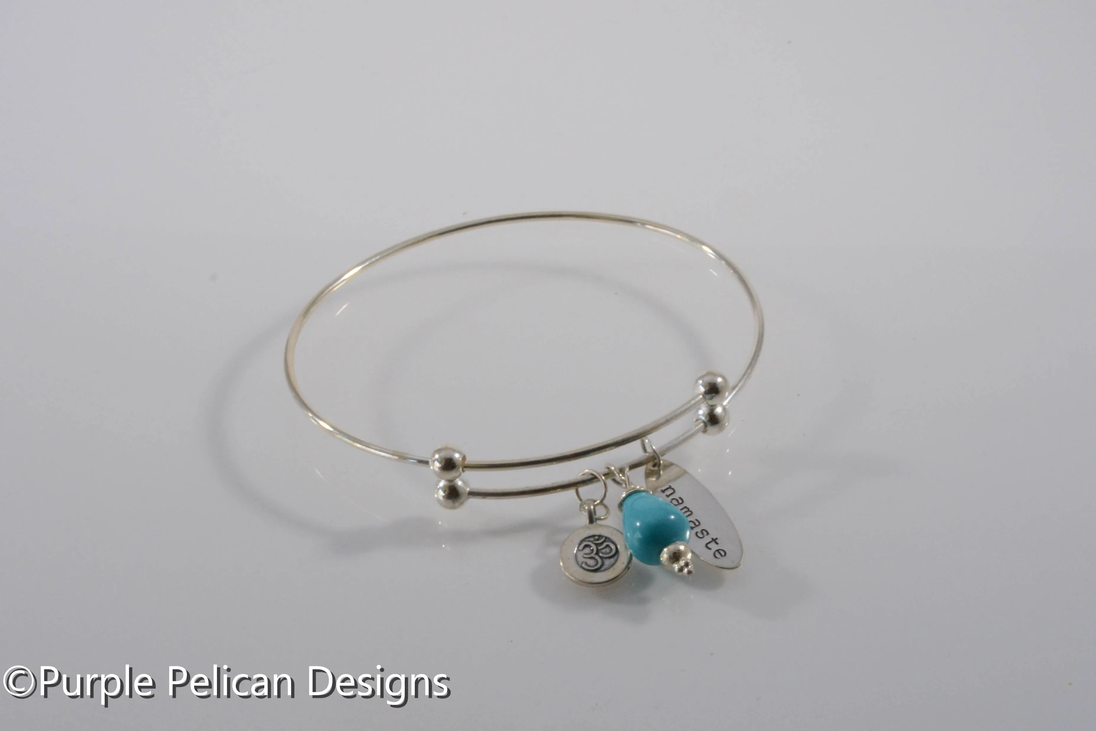 Namaste Sterling Silver Expandable Bangle