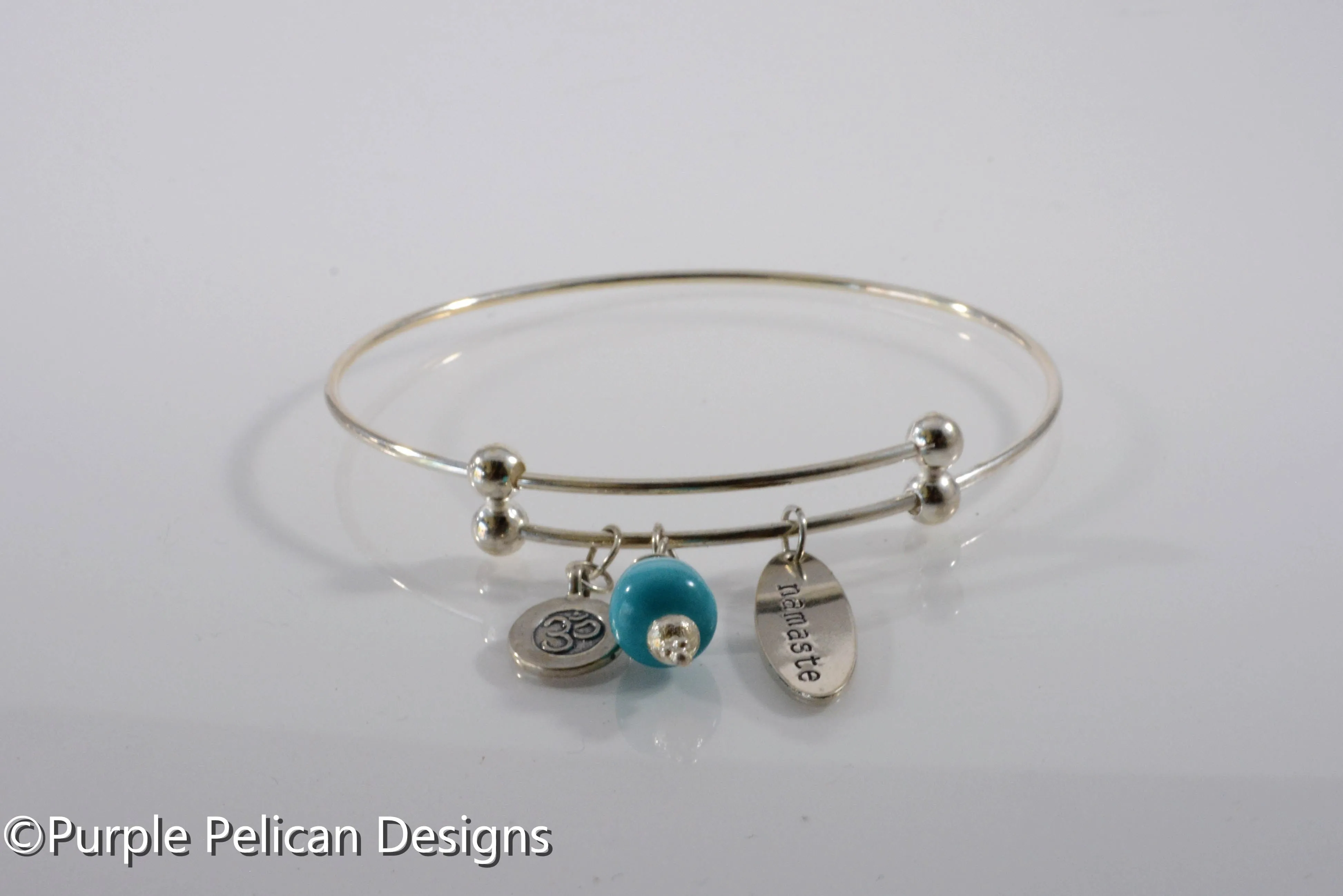 Namaste Sterling Silver Expandable Bangle