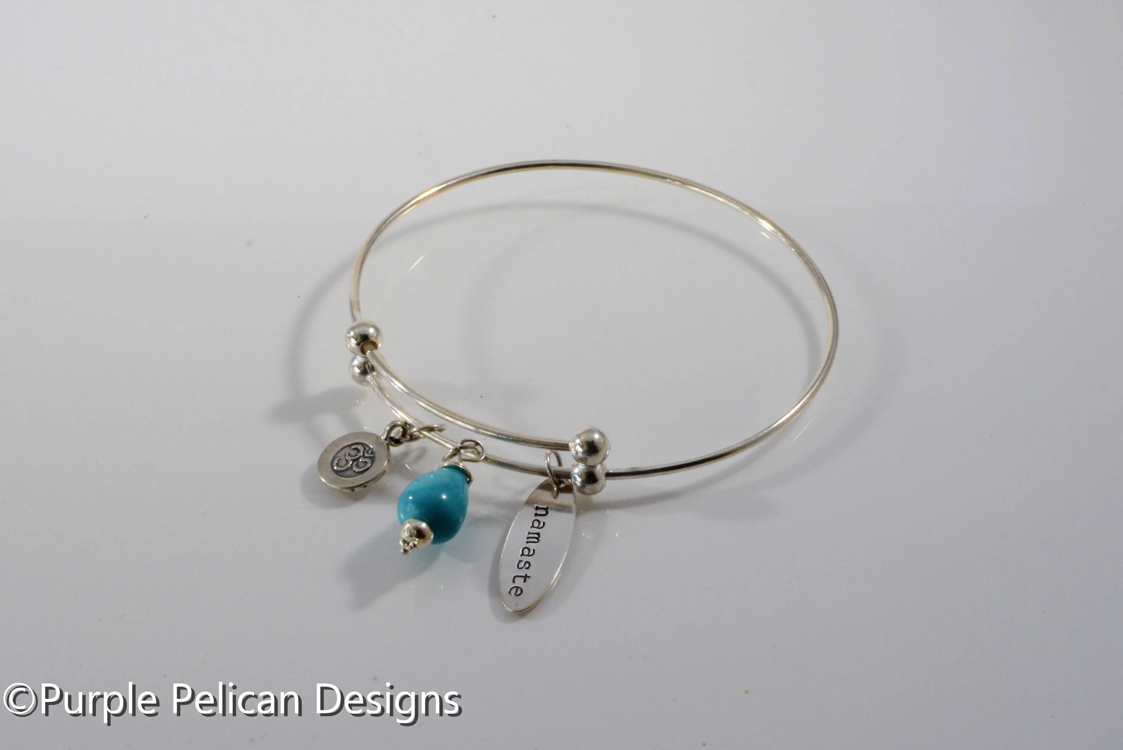Namaste Sterling Silver Expandable Bangle