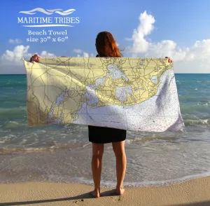 Osterville Vintage Nautical Chart Quick Dry Towel