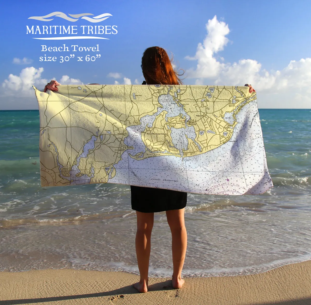Osterville Vintage Nautical Chart Quick Dry Towel