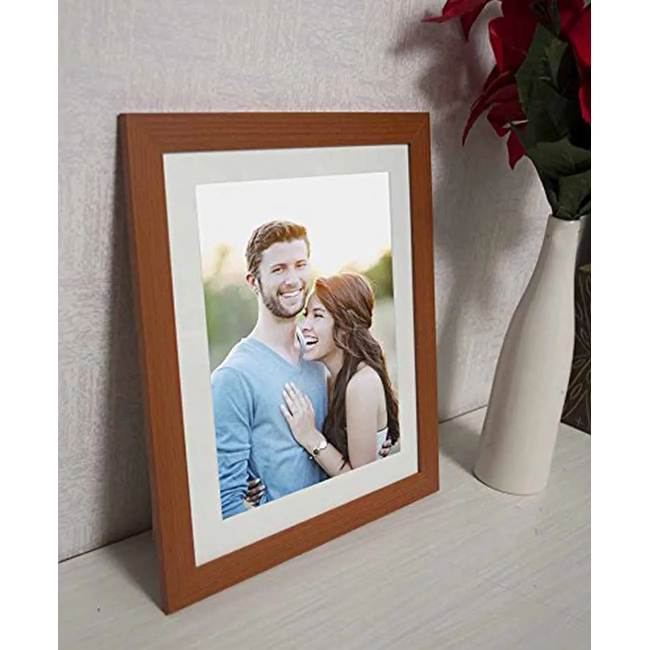 Painting Mantra Synthetic Wall Photo Frame (10 inches X 12 inches, Matted to 8 inches x 10 inches, Brown)