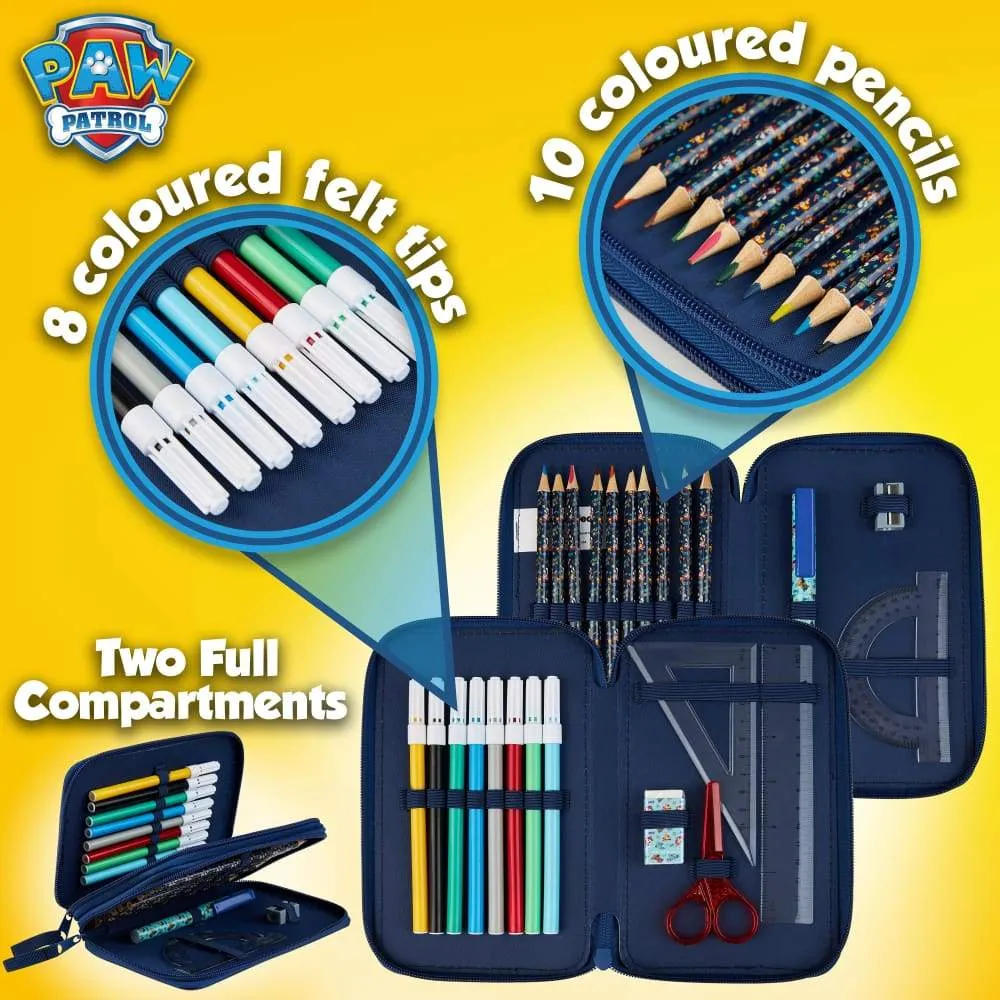 PAW Patrol School Stationery Set, Pencil Case for Boys with Marshall Chase Rubble