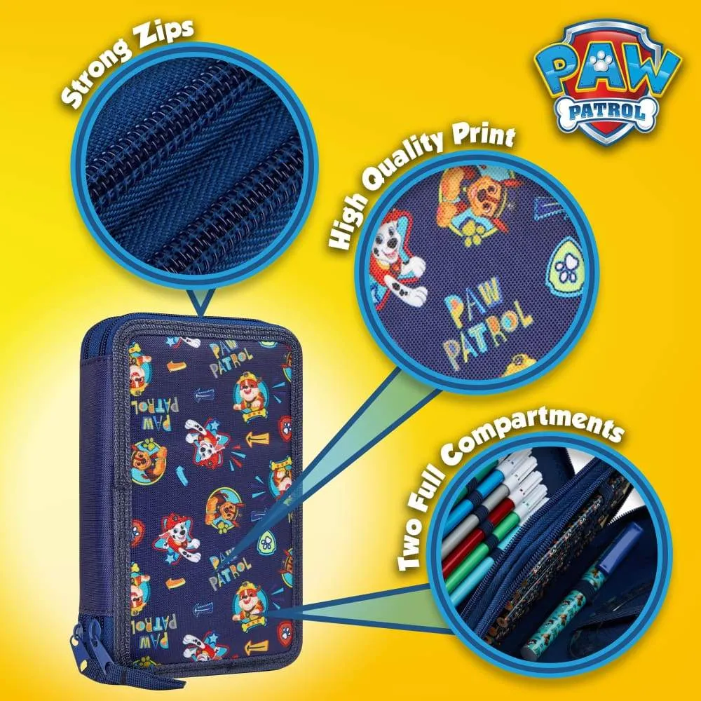 PAW Patrol School Stationery Set, Pencil Case for Boys with Marshall Chase Rubble
