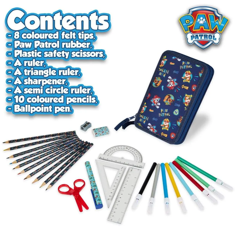 PAW Patrol School Stationery Set, Pencil Case for Boys with Marshall Chase Rubble