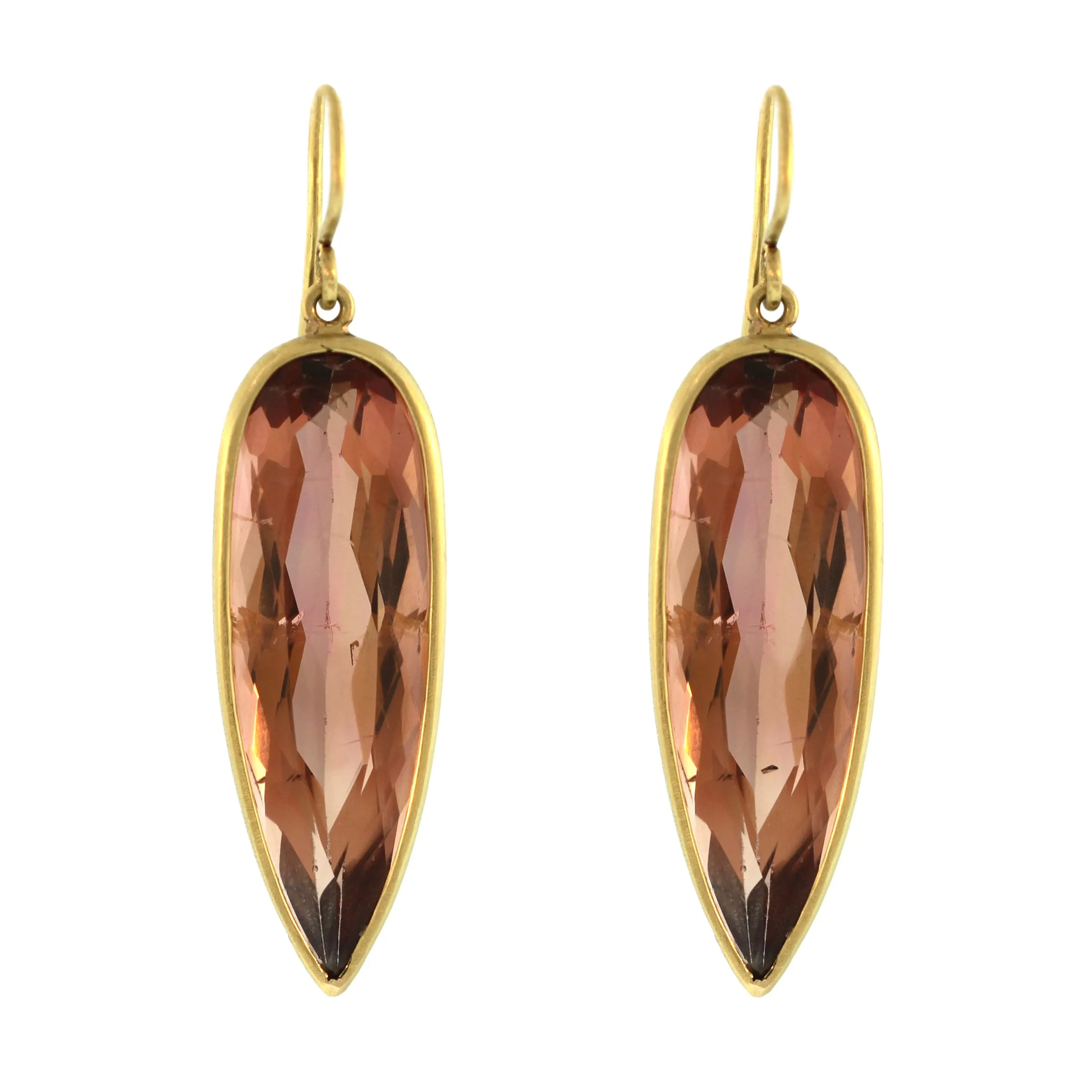 Pear-Shaped Peach Tourmaline Drop Earrings
