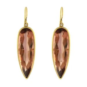 Pear-Shaped Peach Tourmaline Drop Earrings