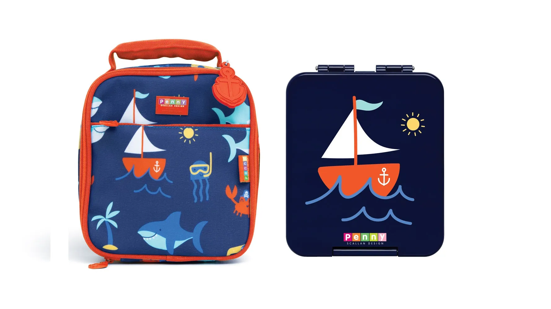 Penny Scallan Bundle of Lunch Bag and Mini Bento Box - Anchors Away