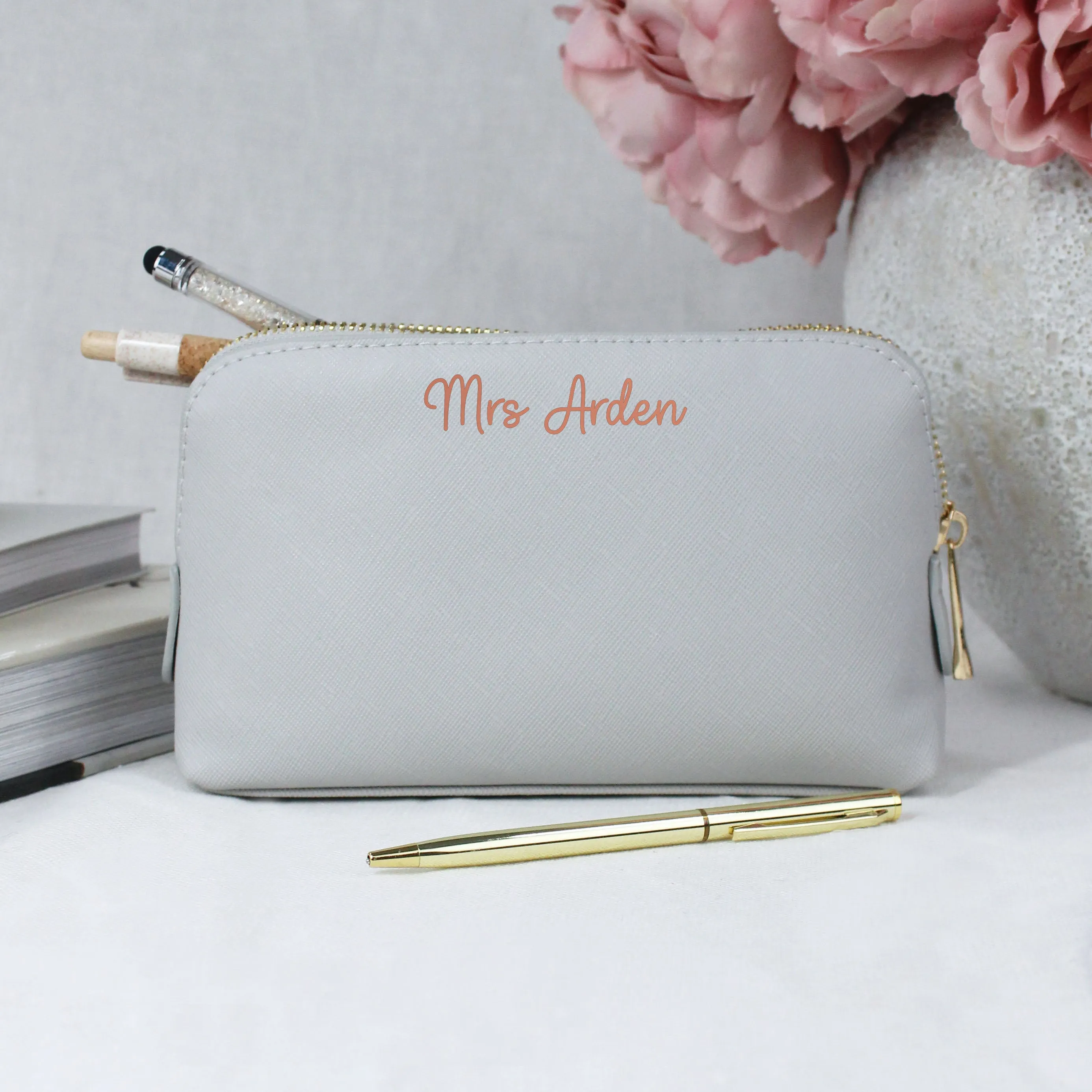 Personalised Medium PU Leather Teacher Pencil Case