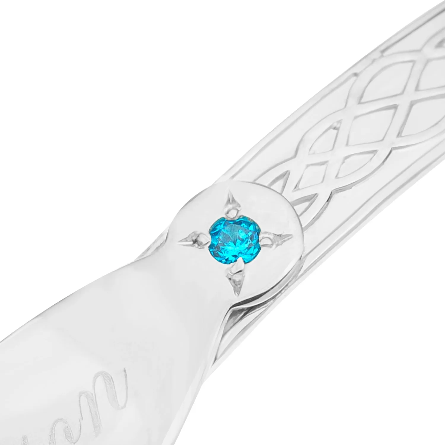 Personalised Sterling Silver Boy Baby Bangle with blue stone (0-5 yrs)