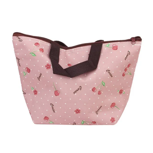 Pink Cherry Lunch Bag Tote