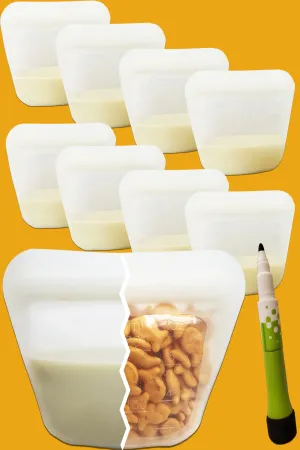 purifyou Premium Reusable Silicone Snack Bags (Set of 8)