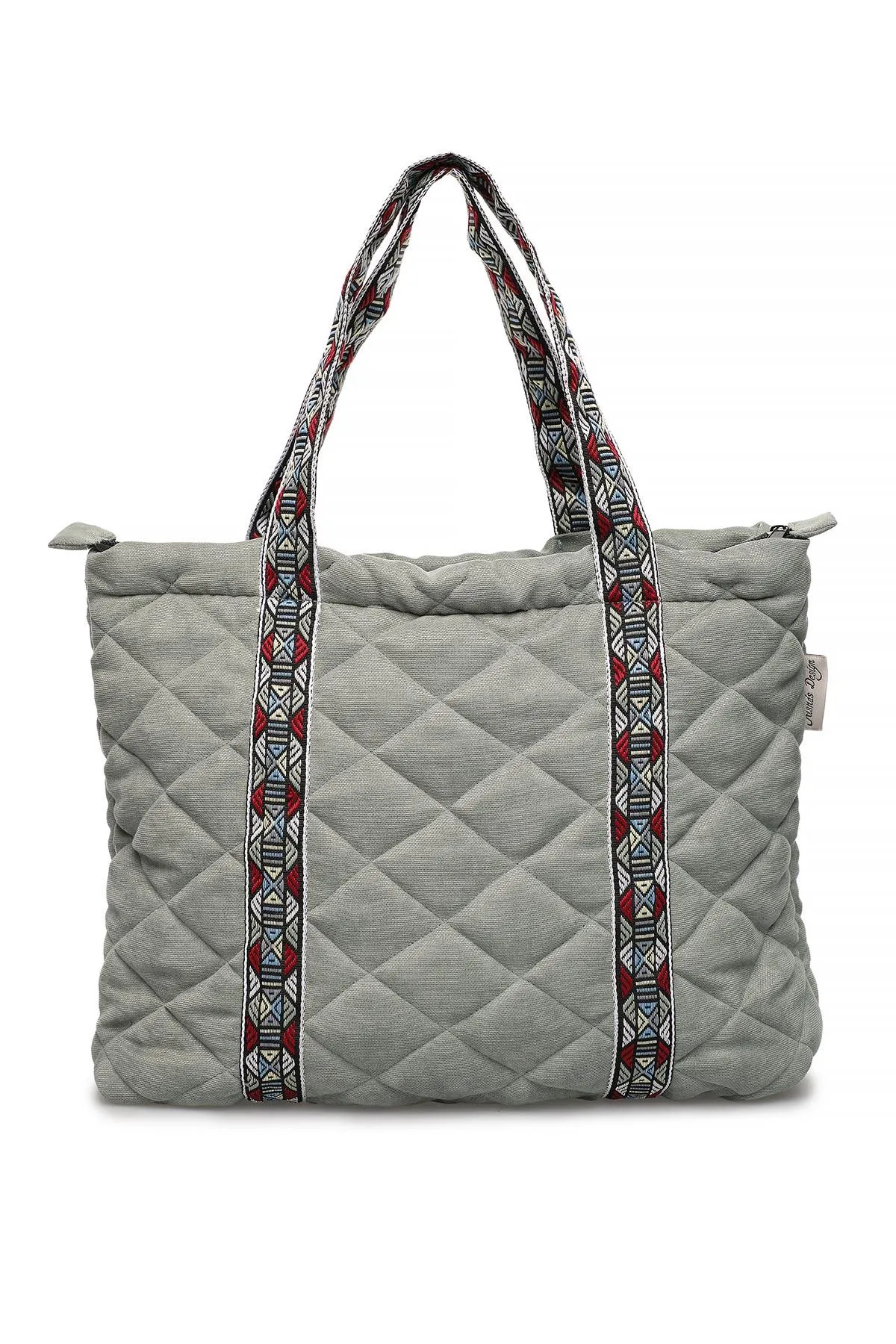 Quilted Polyester Knit Fabric Stylish Handbag with Beautiful Accessory for Women,CK-29