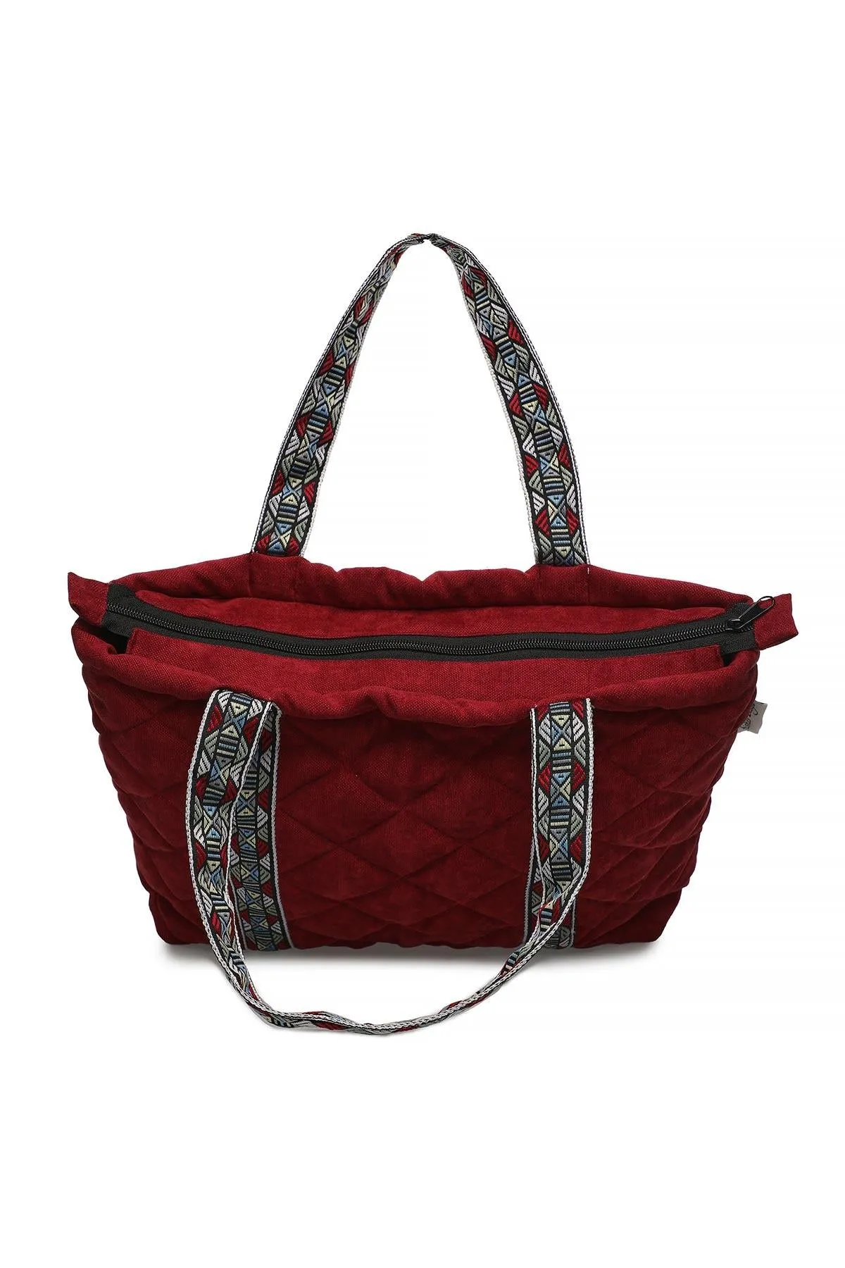 Quilted Polyester Knit Fabric Stylish Handbag with Beautiful Accessory for Women,CK-29