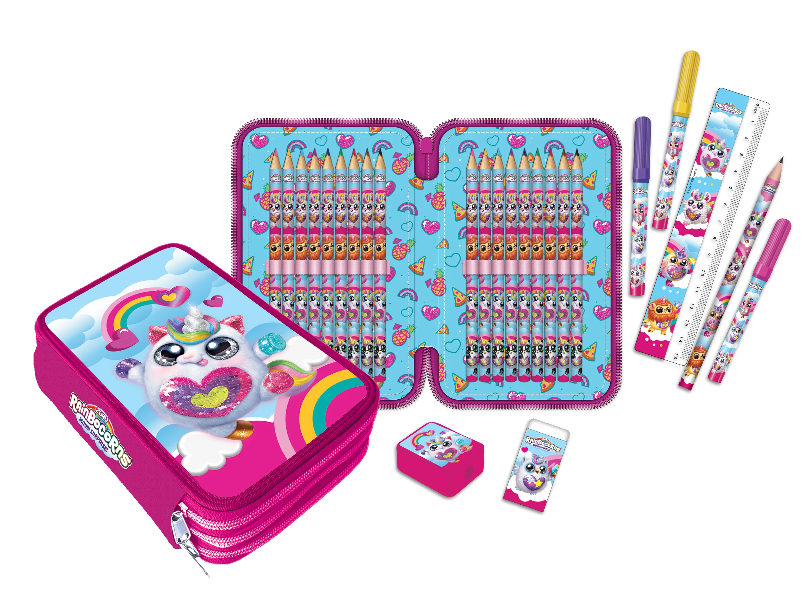 Rainbocorrns - 3 Zipper Pencil Case