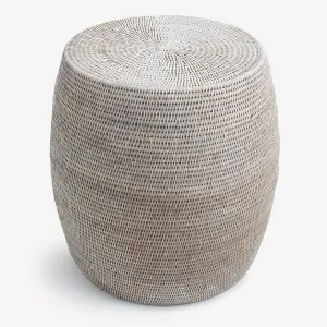 Rattan Drum Stool White