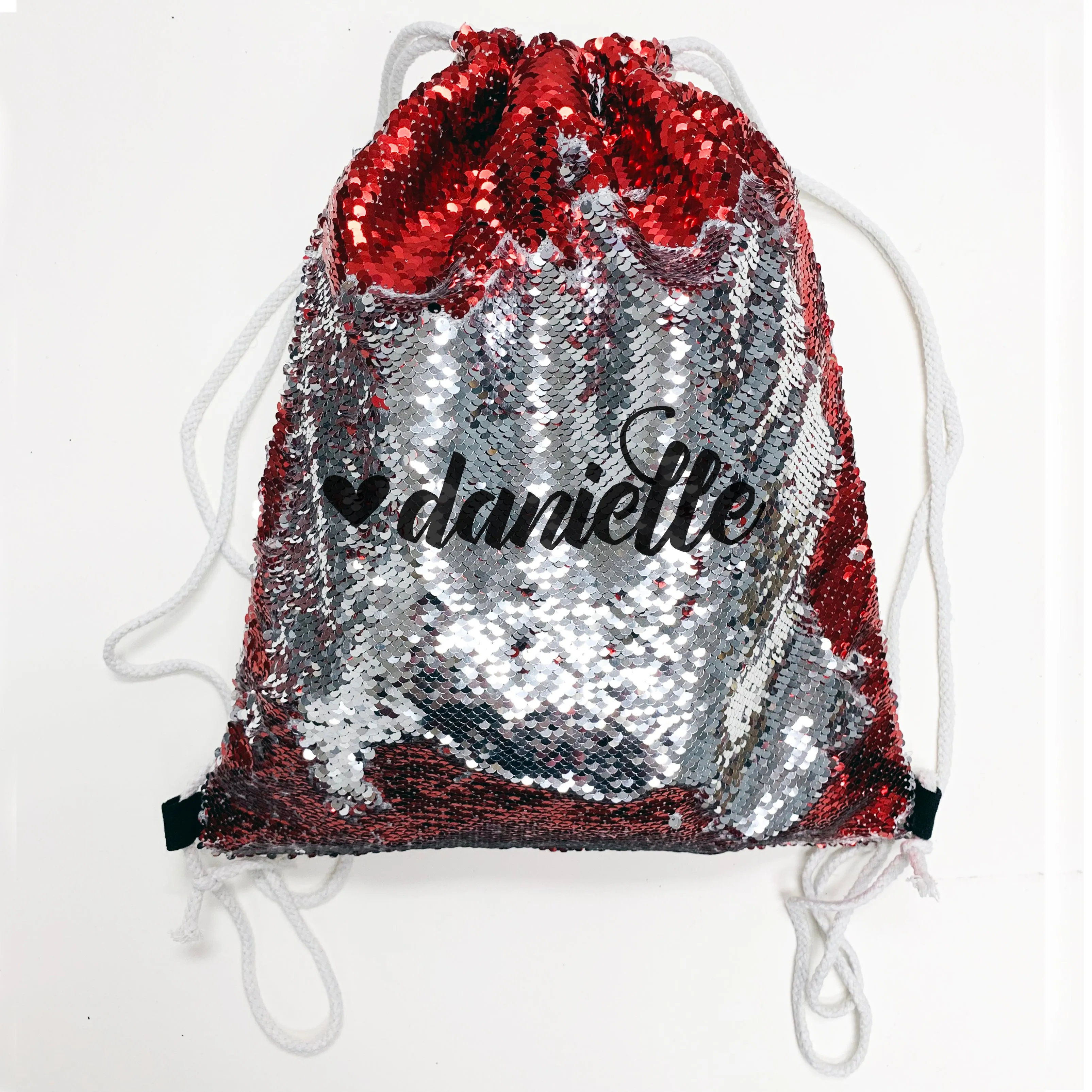 Reversible Sequin Drawstring Bag, Personalized Sequin Bag "Danielle"