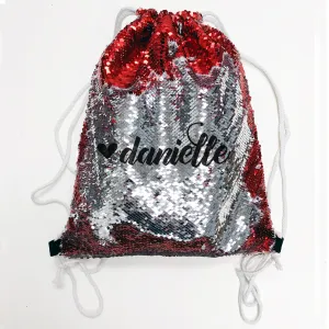 Reversible Sequin Drawstring Bag, Personalized Sequin Bag "Danielle"