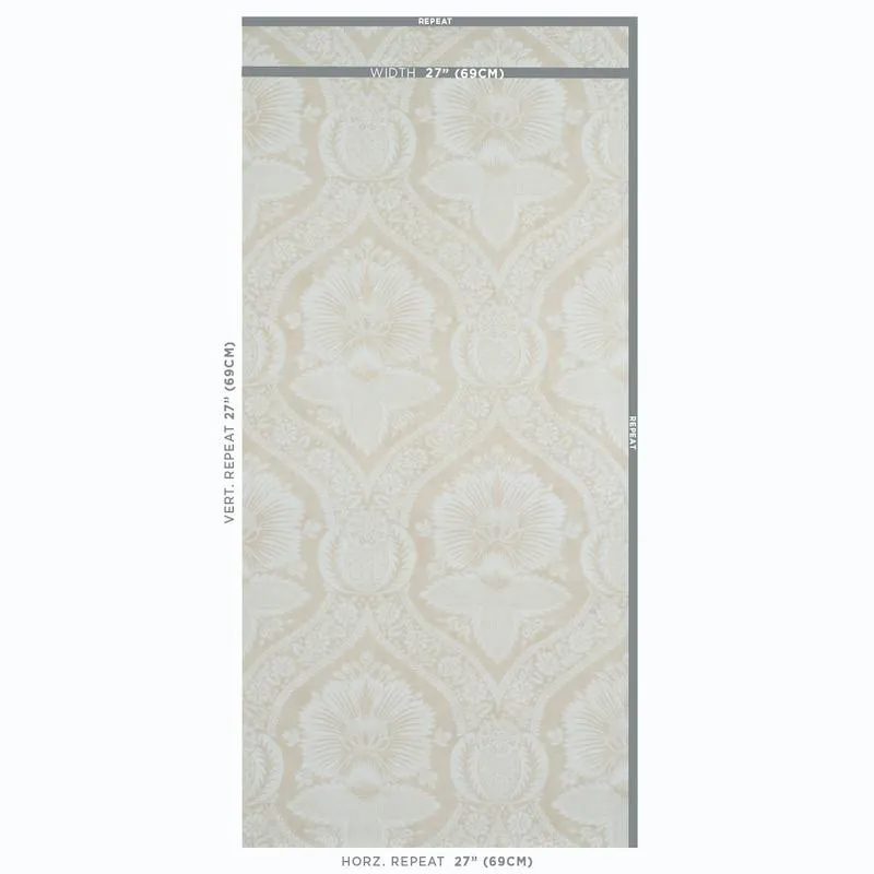 Schumacher Villandry Damask Print Wallpaper