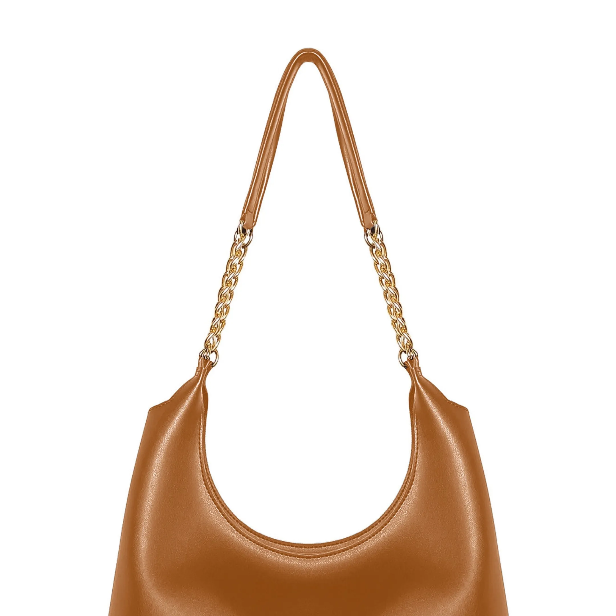 Shoulder Hobo Chain Bag Brown | Vegan Leather Women & Girl's Handbag