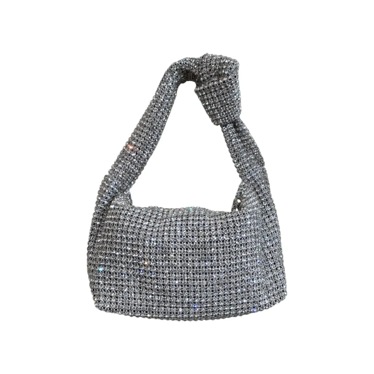 Silver Crystal Knotted Shoulder Bag