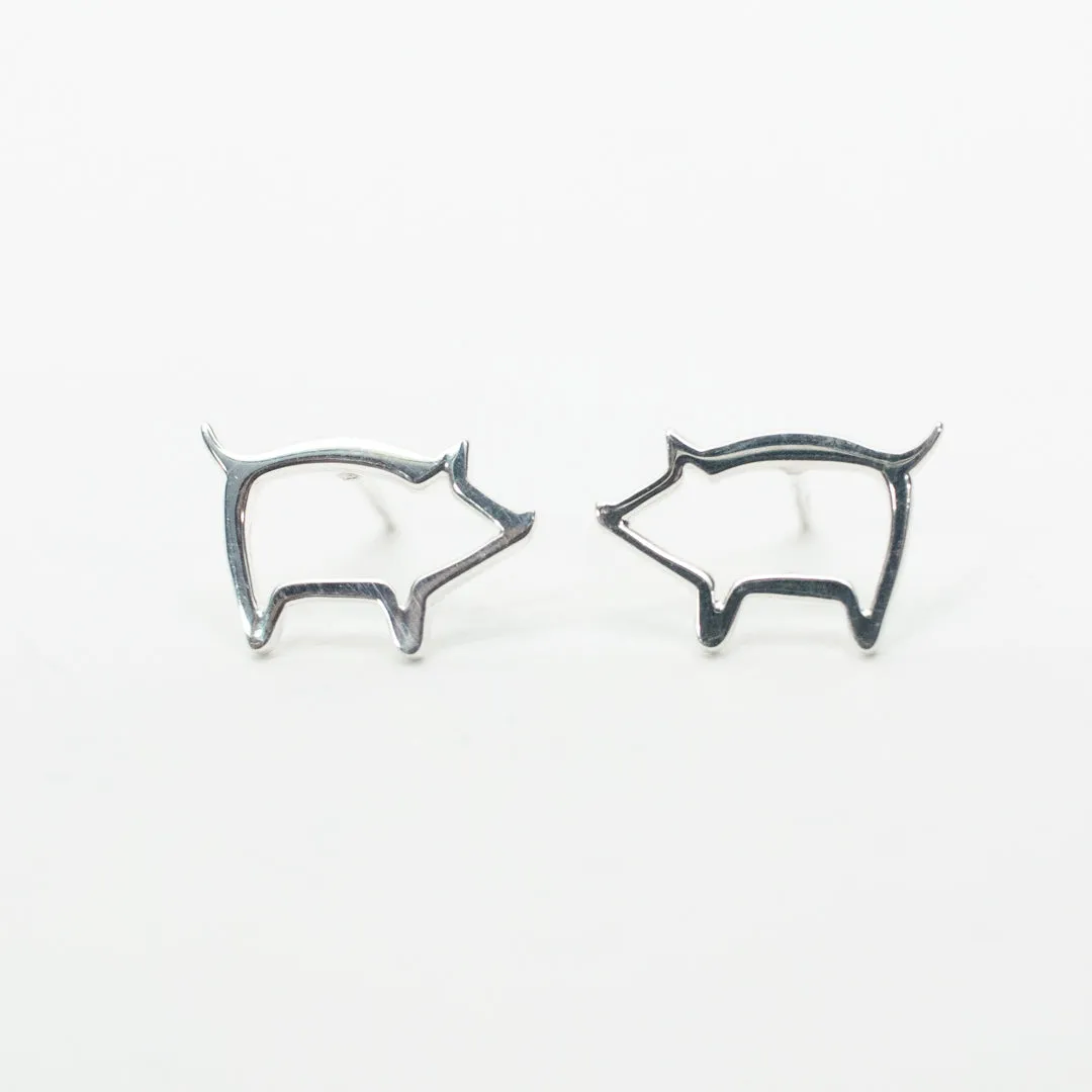 Silver Year of the Pig Studs