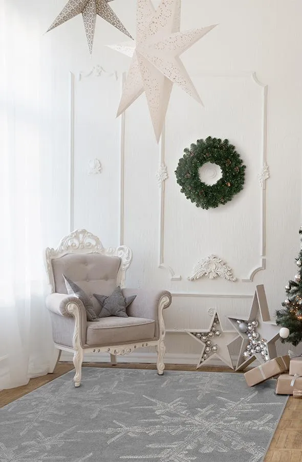 Snowflake Silver Tufted Rug