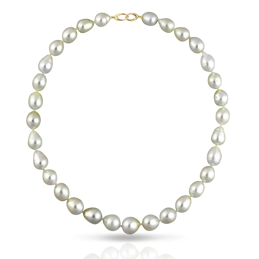 South Sea Pearl Strand Collier Necklace - SEMI BAROQUE 43cm - STNESSYGSB003